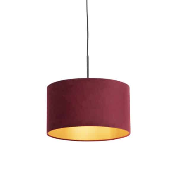 Pendelleuchte mit Veloursschirm rot/gold 35 cm - Combi