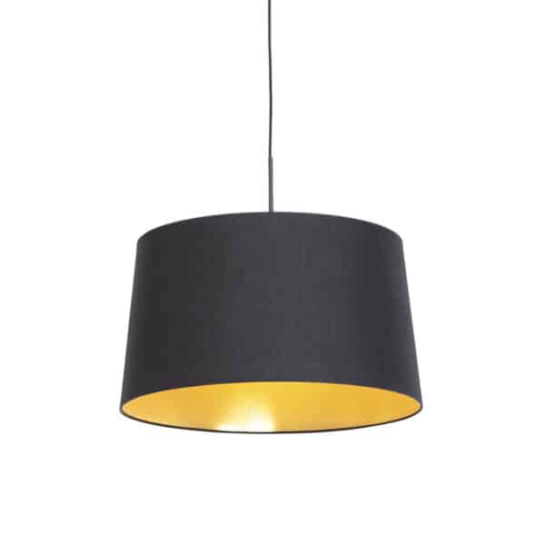 Hängelampe mit Baumwollschirm schwarz mit Gold 50 cm - Combi