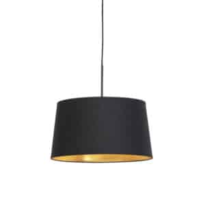 Hängelampe mit Baumwollschirm schwarz mit Gold 40 cm - Combi