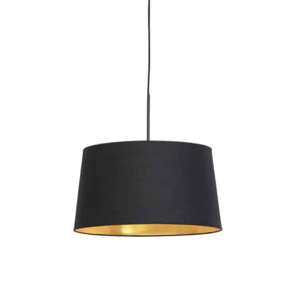 Hängelampe mit Baumwollschirm schwarz mit Gold 40 cm - Combi