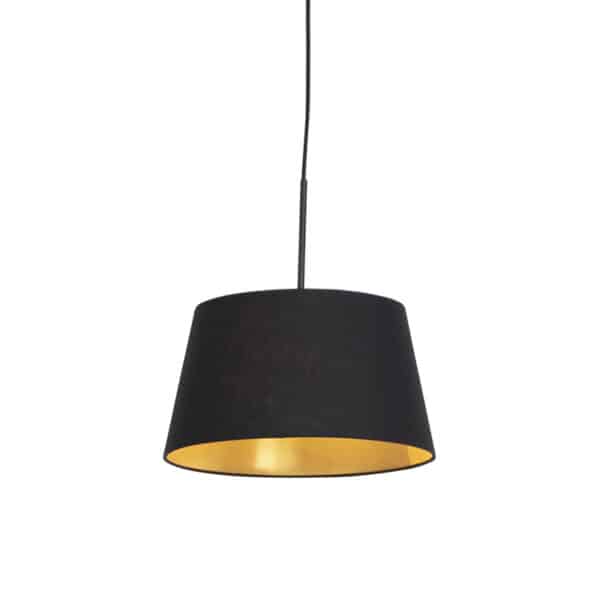 Hängelampe mit Baumwollschirm schwarz mit Gold 32 cm - Combi