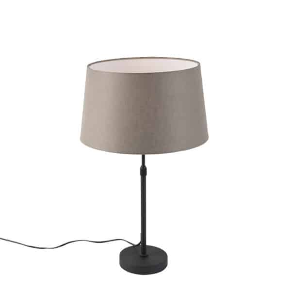 Tischlampe schwarz mit Leinenschirm taupe 35 cm verstellbar - Parte