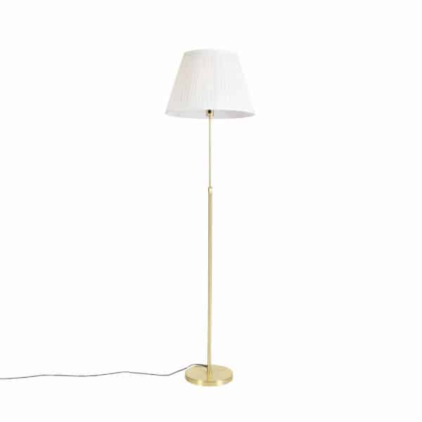 Stehleuchte gold / messing mit plissiertem Schirm creme 45 cm - Parte