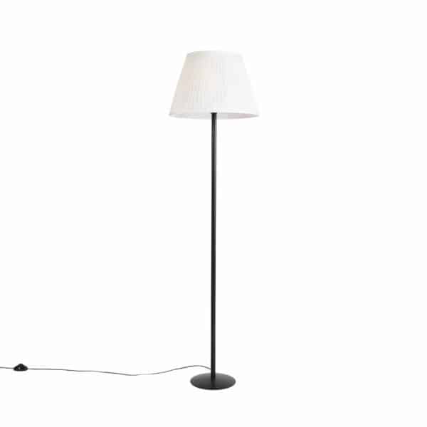 Moderne Stehlampe schwarz mit weißem Faltenschirm 45 cm - Simplo