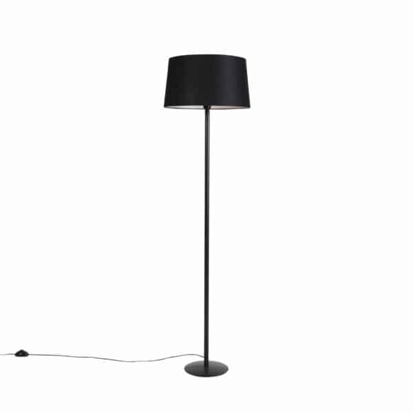 Schwarze Stehlampe mit Leinenschirm schwarz 45 cm - Simplo