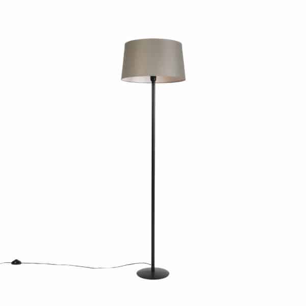 Schwarze Stehlampe mit Leinenschirm taupe 45 cm - Simplo