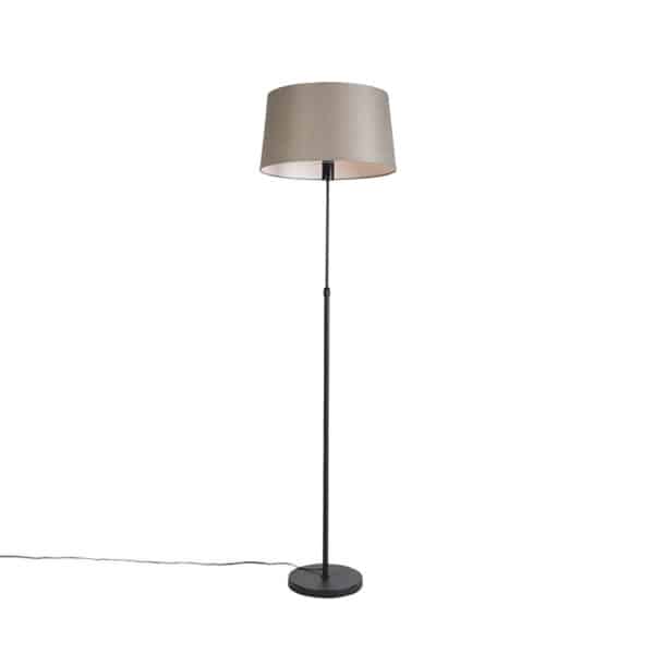 Schwarze Stehlampe mit taupe Leinenschirm 45 cm verstellbar - Parte