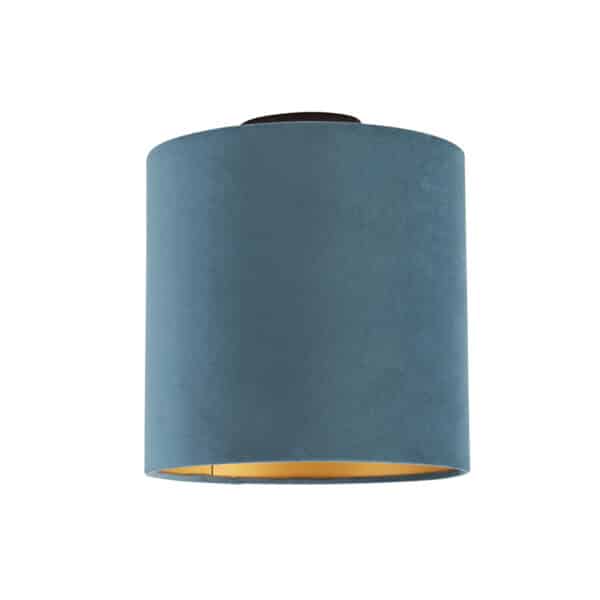 Deckenleuchte mit Samtschirm blau/gold 25 cm - Combi schwarz