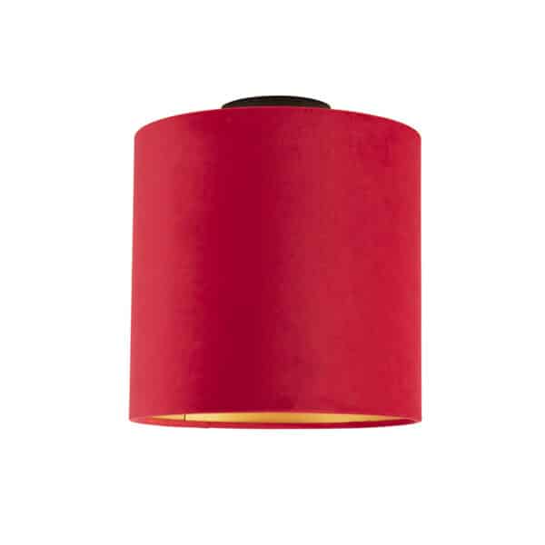 Deckenleuchte mit Samtschirm rot/gold 25 cm - Combi schwarz