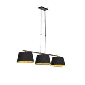 Hängelampe mit Baumwollschirmen schwarz mit Gold 32 cm - Combi 3 Deluxe