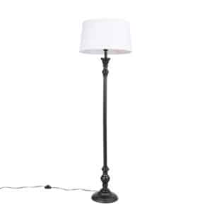 Stehlampe schwarz mit Leinenschirm weiß 45cm - Classico