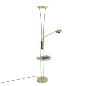 Goldene Stehlampe mit Lesearm inkl. LED und USB-Anschluss - Sevilla